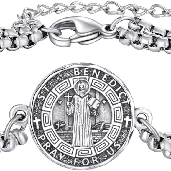 Sterling Silver Patron Saint Bracelet Religious Protector Jewelry Gift for Women - Picture 1 of 7